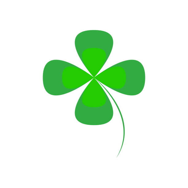 illustrations, cliparts, dessins animés et icônes de quatre feuilles de trèfle. symbole de la chance et de la saint-patrick. illustration vectorielle. - clover st patricks day four leaf clover luck