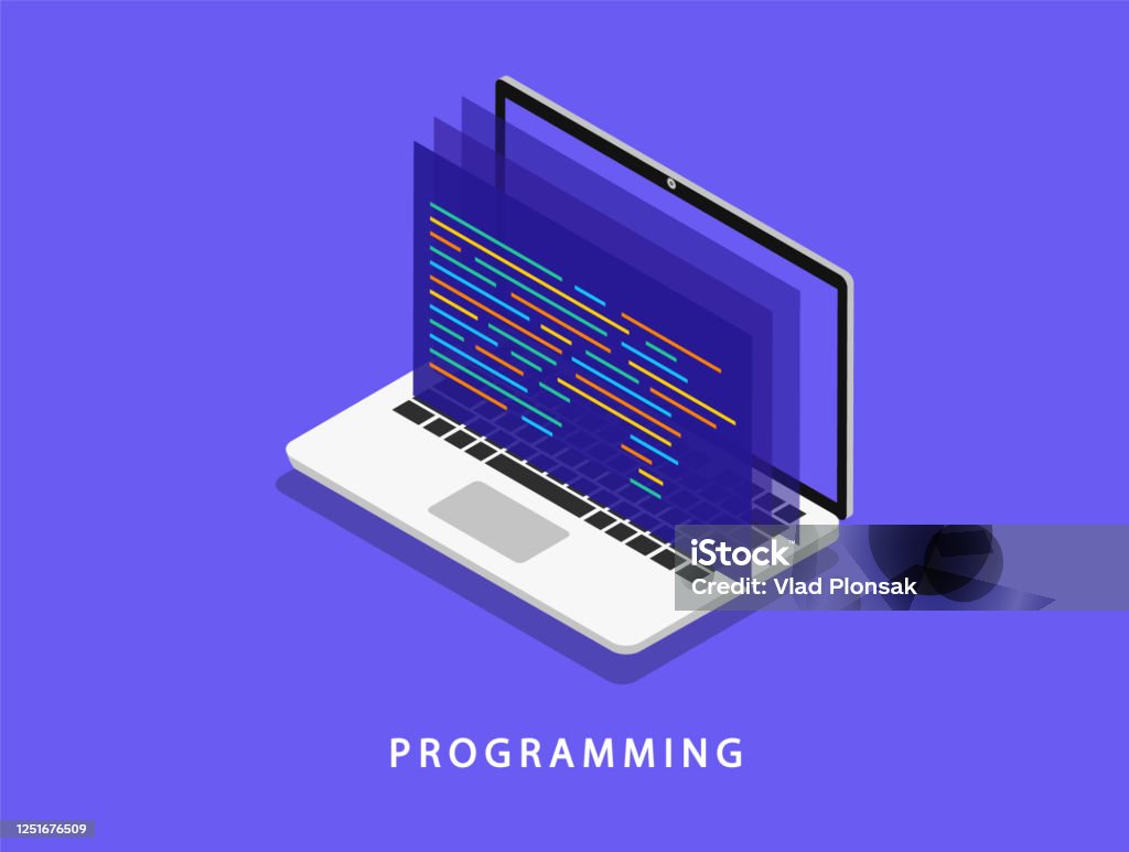 Pemrograman Pada Laptop Dalam Isometrik Pengembangan Perangkat Lunak ...
