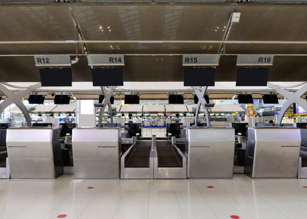 istock Front view of check-in area in airport 1251679866