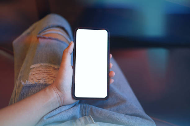 istock Women's hands holding cell telephone blank copy space screen. smart phone with technology concept 1251681429