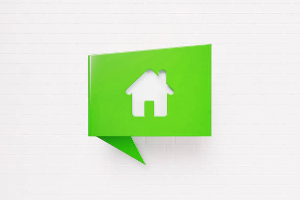 istock House Symbol Drawn Green Chat Bubble over White Brick Wall Background 1251681951
