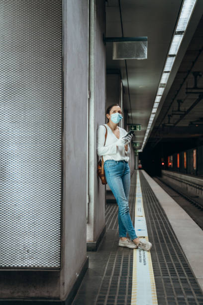 istock Woman wearing a face mask in the subway 1251682152