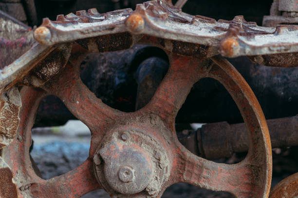 istock Caterpillar from the tractor. Close-up. 1251688127