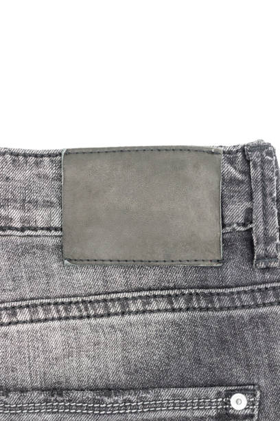 blank leather jeans label - leather patch denim jeans imagens e fotografias de stock