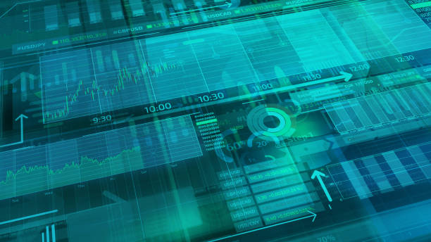 istock Green background with big stock trading data. 1251692410