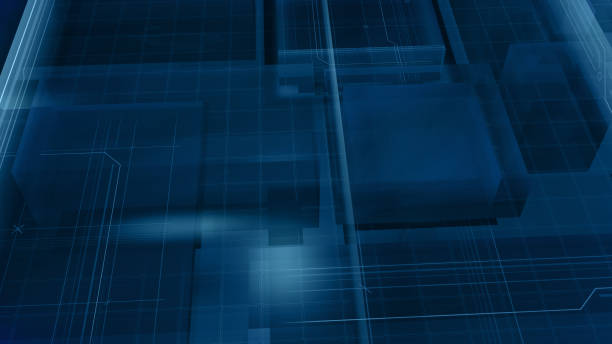 istock Dark abstract background with overlay of 3D cubes. 1251692465