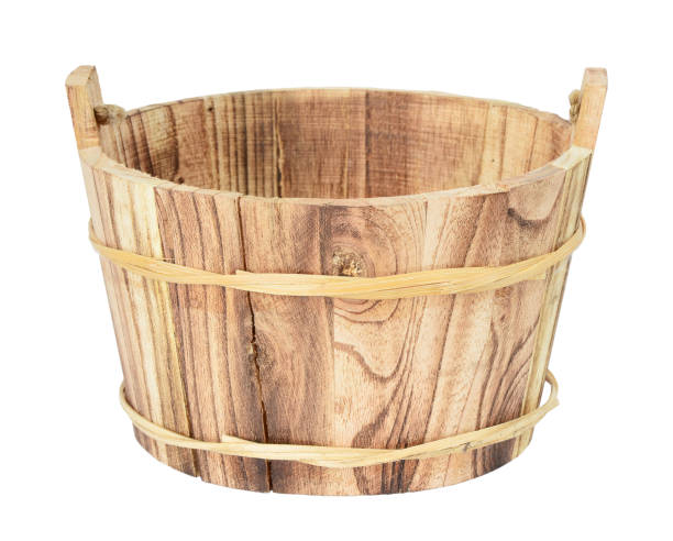istock Wooden bucket on a white background 1251694017