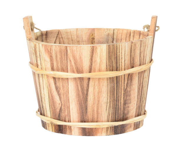istock Wooden bucket on a white background 1251694027