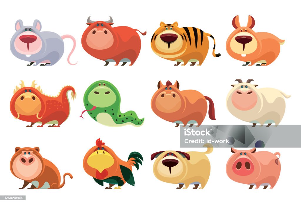 12 Chinese Zodiac Animals Stock Illustration - Download Image Now - Chinese  Zodiac Sign, Animal, Animal Themes - iStock