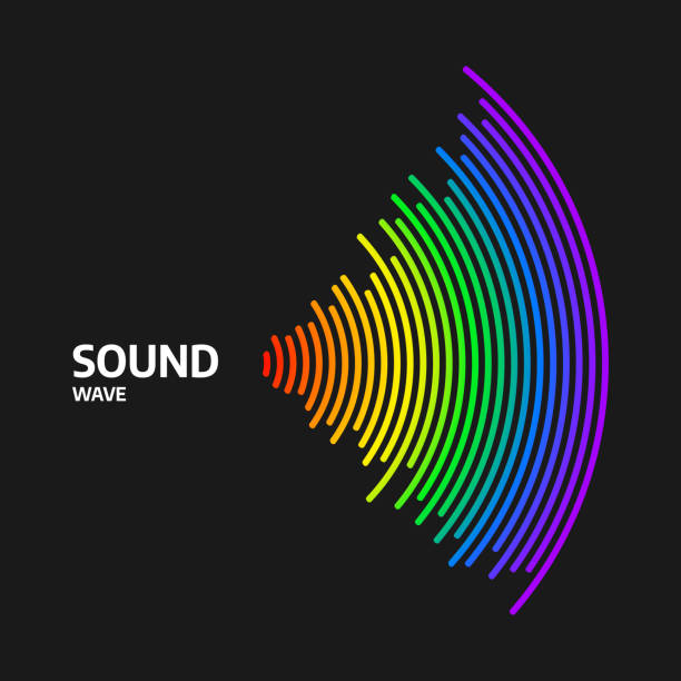 Circle sound wave rhythm. Colorful digital equalizer. Circle sound wave rhythm. Colorful digital equalizer. Abstract wavy stripes on a black background isolated. signal level stock illustrations