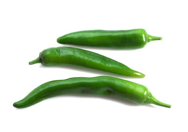 istock Green Chili Pepper, capsicum annuum, Vegetables against White Background 1251703678