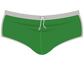 Green swimming trunks.