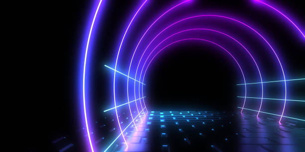 istock 3D abstract background with neon lights. neon tunnel .space construction . 3d illustration 1251708638