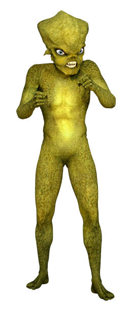 istock 3D illustration green alien on white 1251708720