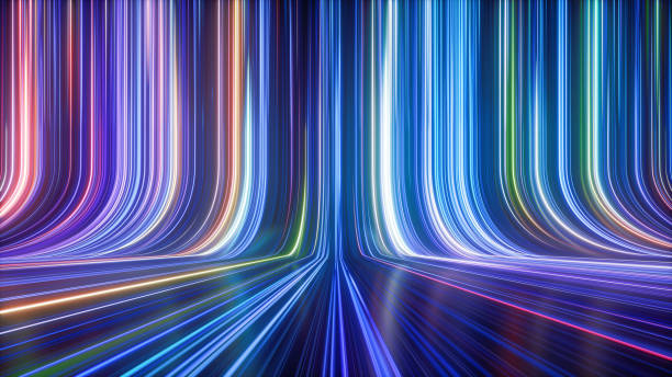istock 3d render, abstract colorful neon background, ultra violet rays, glowing lines, speed of light. 1251713104