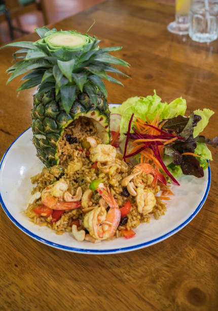 Thai royal pineapple fried rice with green salad