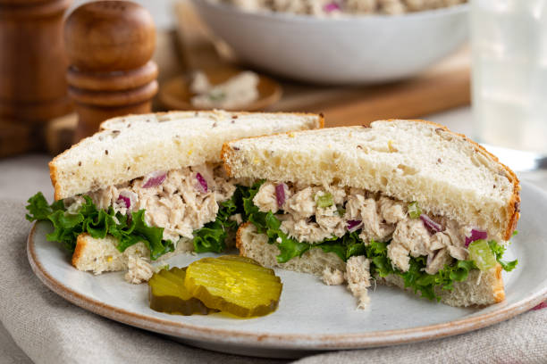 istock Tuna fish salad sandwich on a plate 1251715933