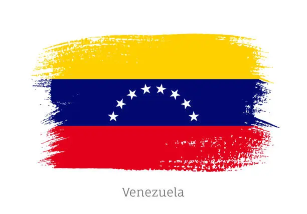 Vector illustration of Venezuela official flag in shape of brush stroke