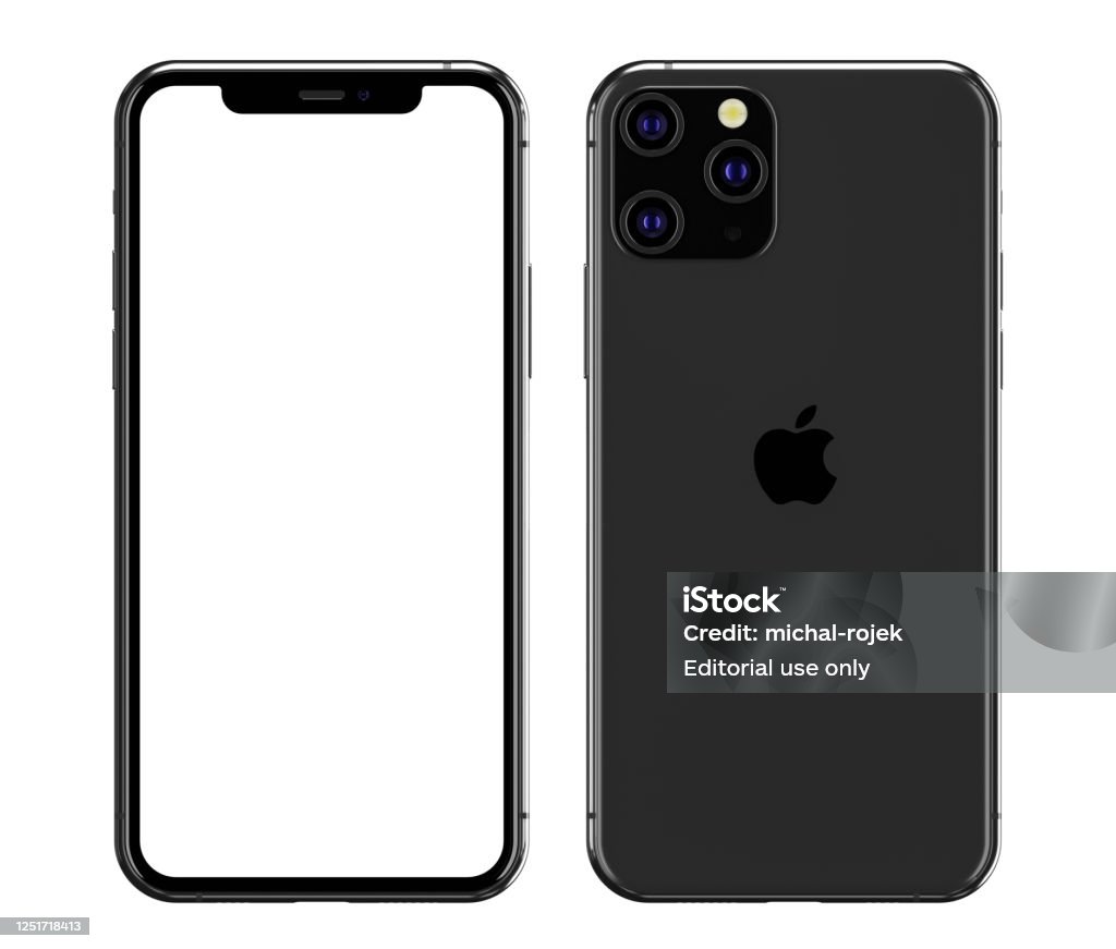 illustration of the iPhone 11 Pro blank screen illustration of the iPhone 11 Pro - front and back view Smart Phone Stock Photo