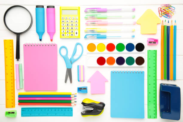 istock Back to school concept on white wooden background. Top view 1251719229