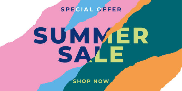 Summer sale banner with ripped papers. Summer sale banner with ripped papers. Stock illustration ripped paper stock illustrations