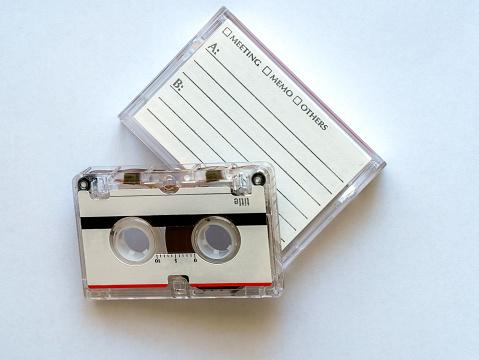 Cassette tapes over white background