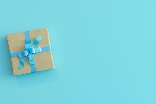 Blue Gift Box on Blue Background