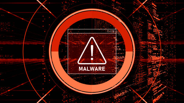 Abstract Warning of a detected malware program Malware Detected Warning Screen with abstract binary code 3d digital concept ransomware photos stock pictures, royalty-free photos & images