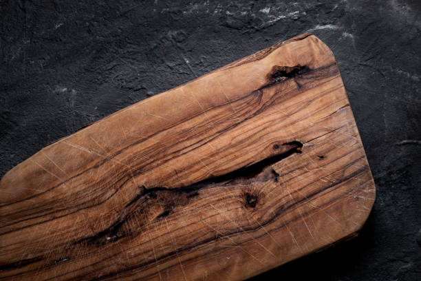 istock Wooden presentation board on stone floor 1251727978