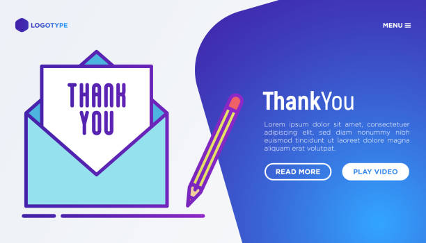 istock 'Thank you' concept written on white sheet in envelope and pencil near. Thin line vector illustration. 1251728369
