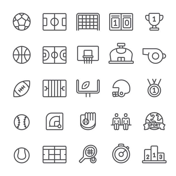 stockillustraties, clipart, cartoons en iconen met sportpictogrammen - sportveld