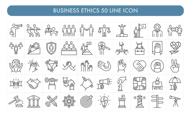 illustrazioni stock, clip art, cartoni animati e icone di tendenza di icona linea business ethics 50 - mano immagine
