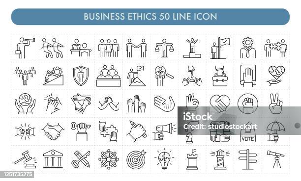 Business Ethics 50 Line Icon Stock Illustration - Download Image Now - Icon, Honesty, Morality