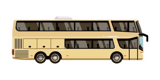 ilustrações, clipart, desenhos animados e ícones de treinador de dois andares isolado em fundo branco - bus coach bus travel isolated