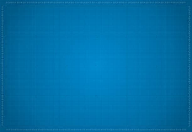ÐÐ»Ñ ÐнÑеÑнеÑа Blueprint paper. Blank blue sheet of paper with grid. Vector blueprint background template for engineering design drawing. Empty print pattern with lines Blueprint stock illustrations