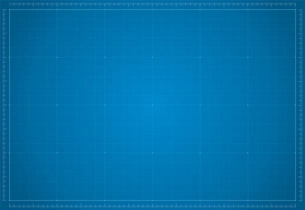 ÐÐ»Ñ ÐÐ½ÑÐµÑÐ½ÐµÑÐ° Blueprint paper. Blank blue sheet of paper with grid. Vector blueprint background template for engineering design drawing. Empty print pattern with lines blueprint stock illustrations