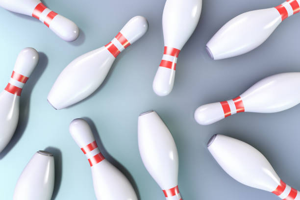 istock Bowling strike. All pins are affected. View from above. 1251739018