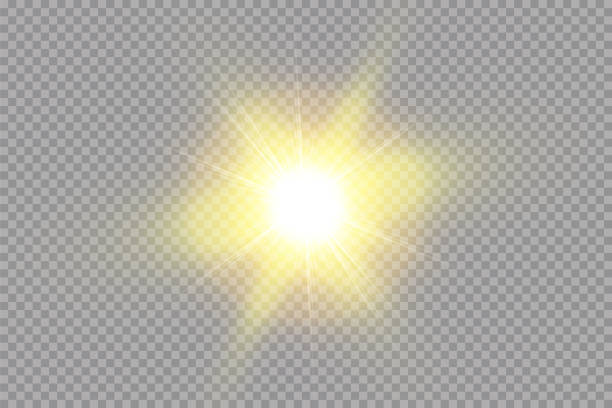 透明な背景に隔離された明るい輝く太陽。グローライト効果。ベクトルの図 - 6002点のイラスト素材／クリップアート素材／マンガ素材／アイコン素材