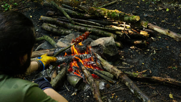 istock Campfire in forest, Camping in nature 1251772763