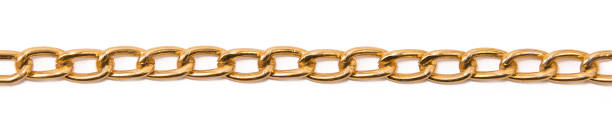gold chain links close up isolated seamless