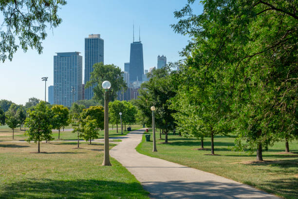 Lincoln Park with Chicago skyline, Illinois