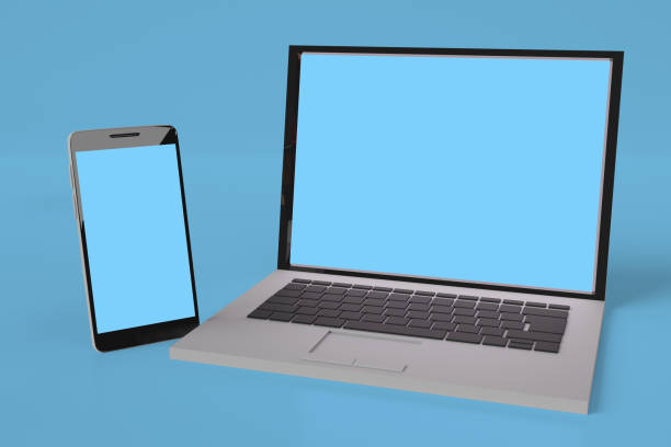 istock Mock up background/backdrop of laptop/mobile phone in minimal modern 3d rendering design 1251823267