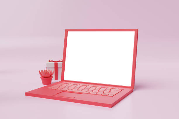 istock Business Laptop mockup in minimal 3d rendering design 1251823271