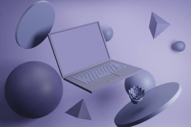 istock Business Laptop mockup in minimal 3d rendering design 1251823275