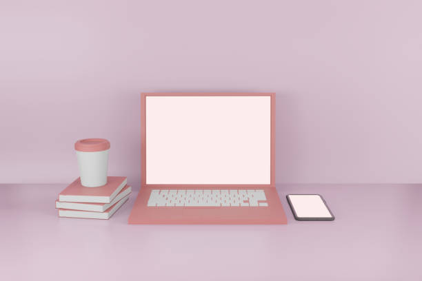 istock Mock up background/backdrop of laptop/mobile phone in minimal modern 3d rendering design 1251823820