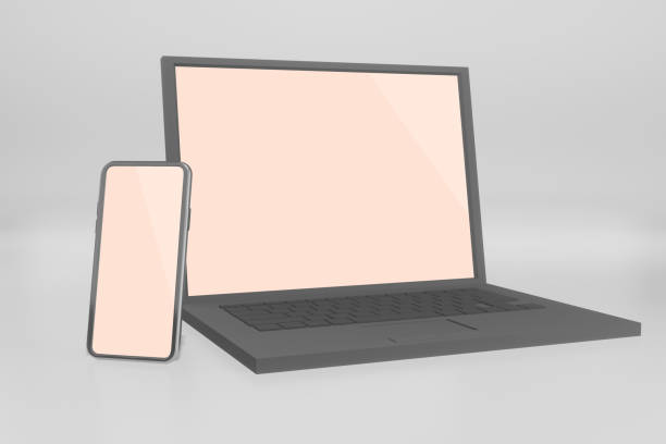 istock Mock up background/backdrop of laptop/mobile phone in minimal modern 3d rendering design 1251823830