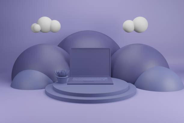 istock Business Laptop mockup in minimal 3d rendering design 1251825533