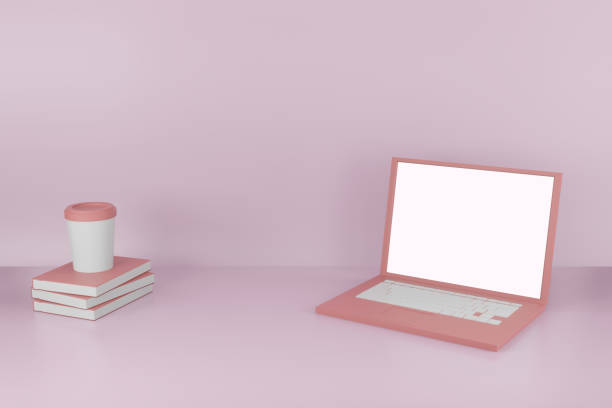 istock Business Laptop mockup in minimal 3d rendering design 1251826161