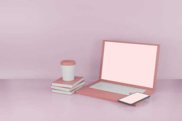 istock Mock up background/backdrop of laptop/mobile phone in minimal modern 3d rendering design 1251826182