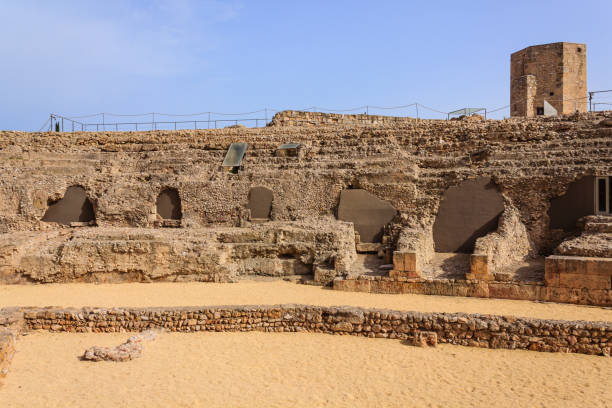 TARRAGONA, SPAIN - APRIL 27 2018:Roman circus is an important historical building inside the city where chariot and horses races were held, on April 2018,in Tarragona. It was built at the end of the first century before Christ